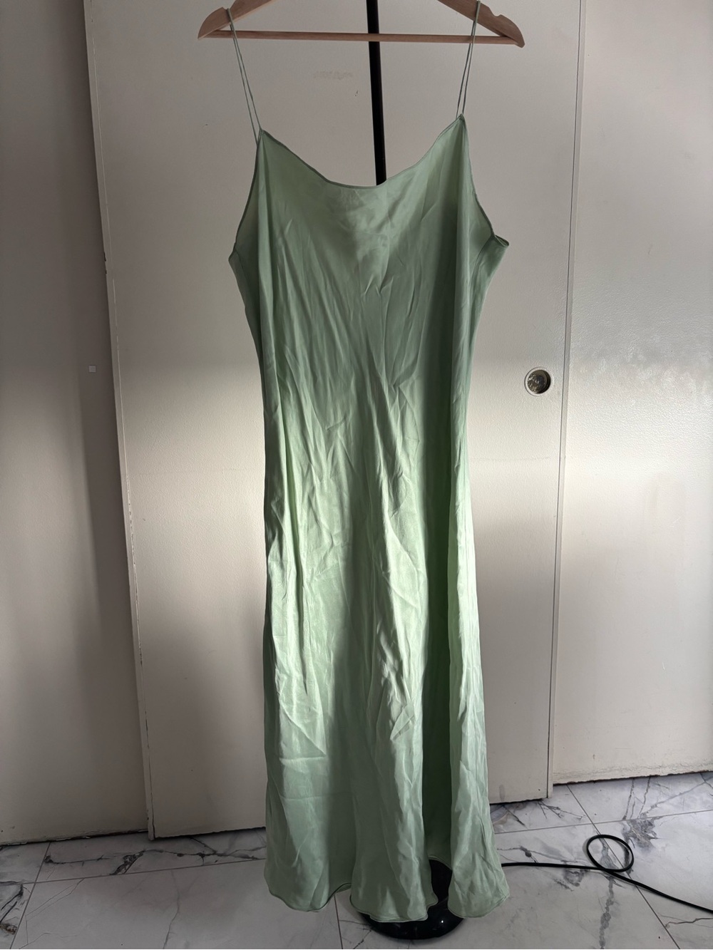 J. Crew Sage Green Slip Maxi Dress with Spaghetti Straps